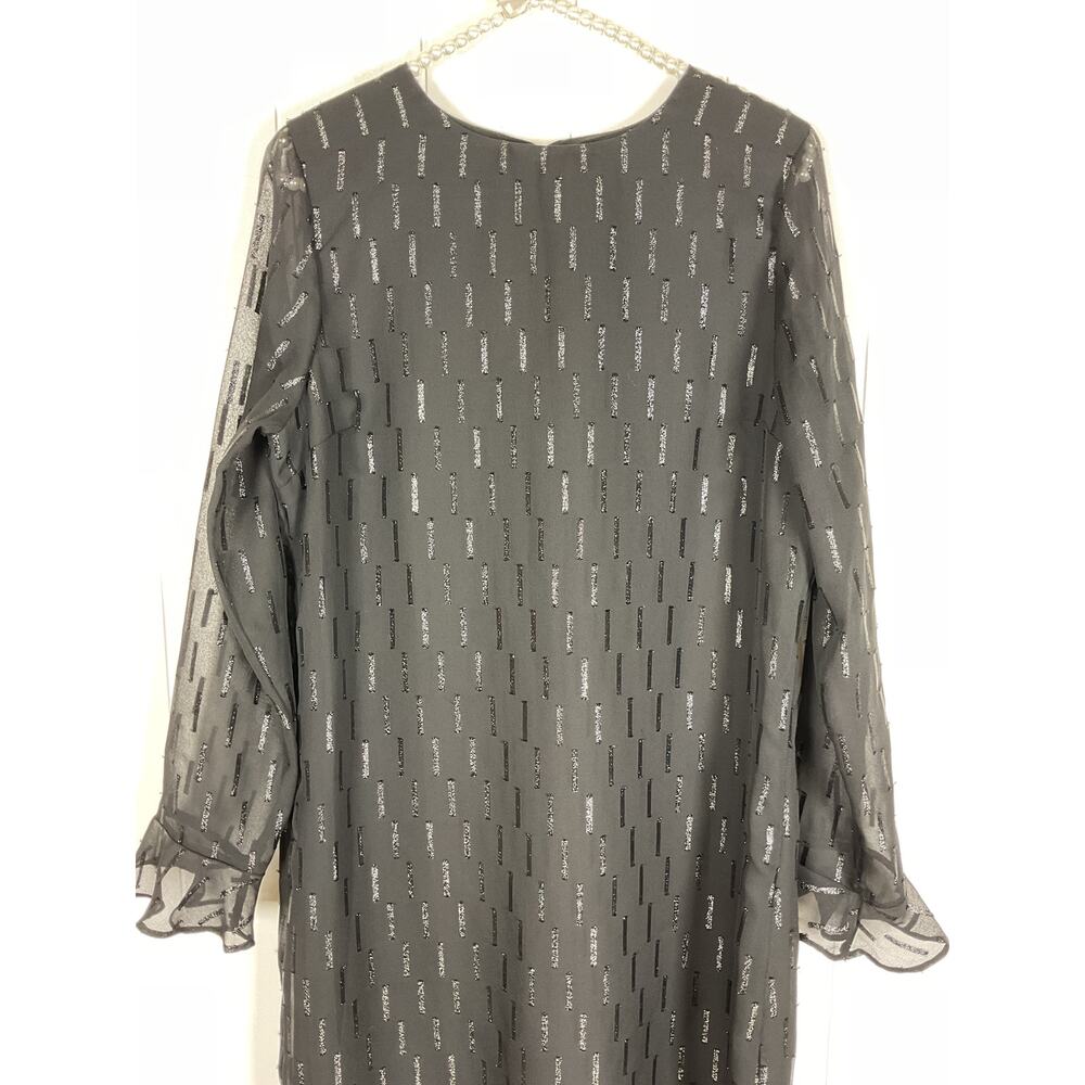 Banana Republic Black Ruffle Cuff Shift Dress Shear Sleeves Knee Length Dress 8 - Picture 4 of 8